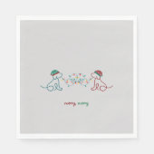 Honden spelen met kerstverlichting Party servetten (Voorkant)