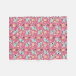 Honden, sterren en bloemen fleece deken