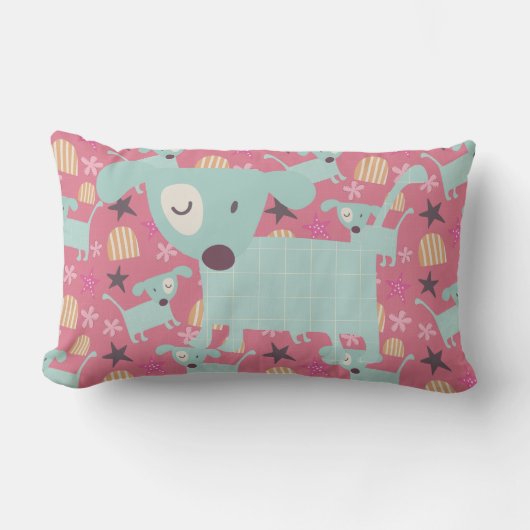 Honden, sterren en bloemen kussen (Voorkant)