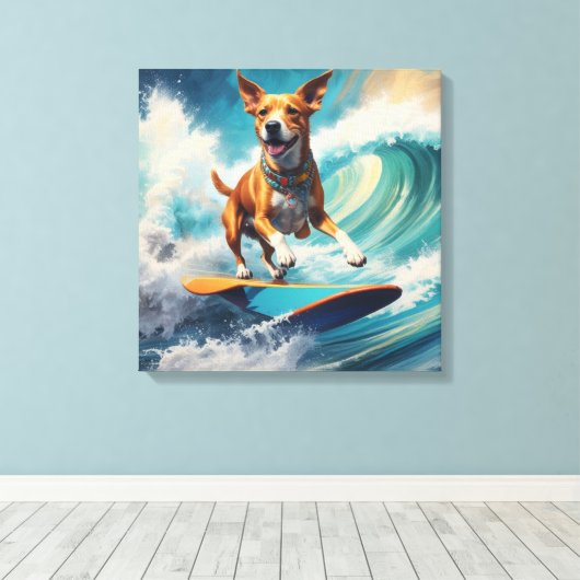 Honden surfen canvas afdruk (Insitu (Houten vloer))