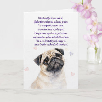 Honden Sympathie Pug met Gedicht over de Hemel Kaart