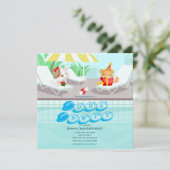 Honden Teal Pool Feest Verjaardagsuitnodiging Kaart (Staand voorkant)