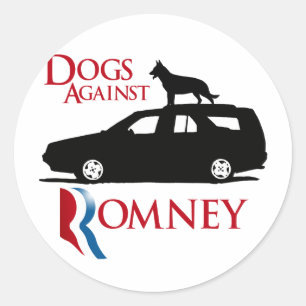 Honden tegen Romney -.png Ronde Sticker