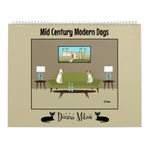 Honden uit het midden van de eeuw modern kalender