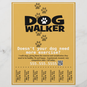 Honden uitlaten aangepaste promotionele tear-sheet flyer