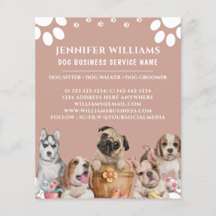 Honden uitlaten Pet Sitting Bedrijf Watercolor Des Flyer