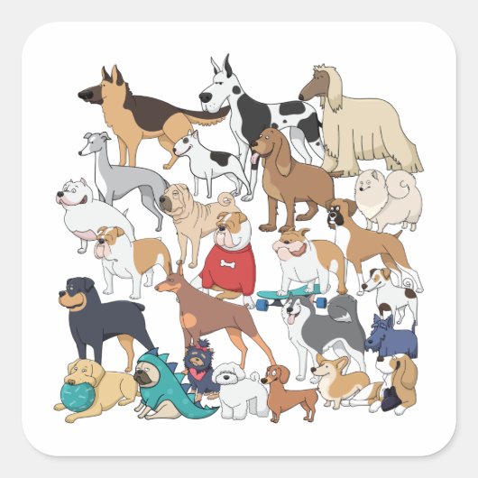 Honden van de wereld vierkante sticker (Voorkant)
