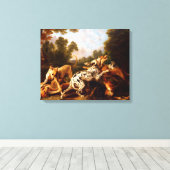 Honden vechten (door Frans Snyders) Canvas Afdruk (Insitu (Houten vloer))