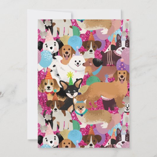 Honden verjaardagsfeestje puppy viering Uitnodigin Kaart (Achterkant)