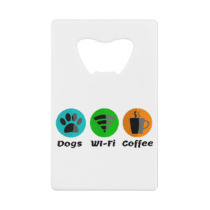 Honden Wi-Fi en koffie Kredietkaart Flessenopener