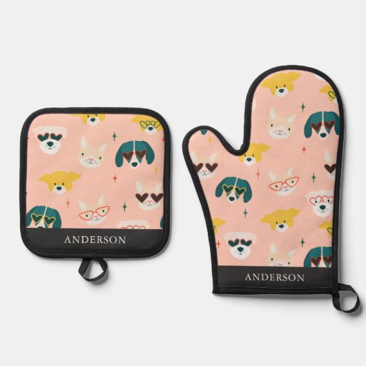 Honden zonnebril ovenwant & pannenlap set (Voorkant)