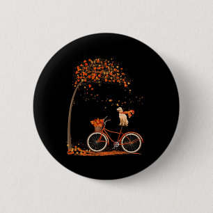 Hondenblad Herfst Herfst Fietsen Fun Golden Retrie Ronde Button 5,7 Cm