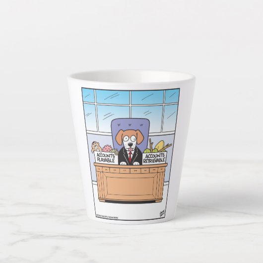 Hondenboekhouder in en uit dozen latte mok (Voorkant)