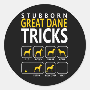 hondencadeau Hardnekkige Grote Deen Trucs Ronde Sticker