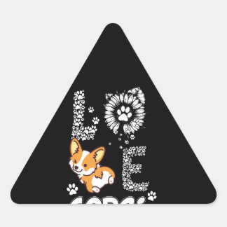 hondencadeau | Love Corgi Lovely Driehoek Sticker
