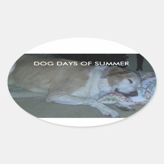 Hondendagen van zomer wit en beige lab grijs hond ovale sticker