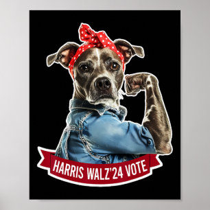 Hondendame Kamala Harris Tim Walz stemt verkiezing Poster