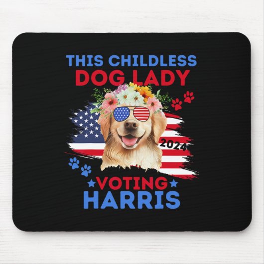 Hondendame Stem Kamala Harris 2024 Golden Retrieve Muismat (Voorkant)
