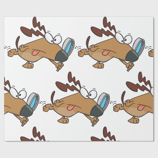 Hondendetective met vergrootglas cadeaupapier (Vlak)