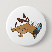 Hondendetective met vergrootglas ronde button 7,6 cm (Voorkant)