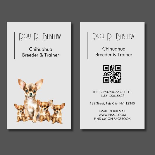 Hondenfokker Trainer Chihuahua Dieren QR Code Visitekaartje