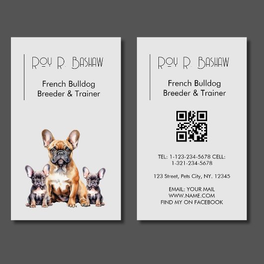 Hondenfokker Trainer Franse Bulldog QR Code Canine Visitekaartje