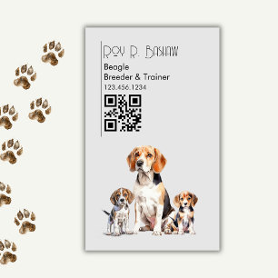 Hondenfokker Trainer Schattige Beagle QR Code Cani Magnetisch Visitekaartje