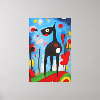 Hondenharmonie: Een ode aan Joan Miró Canvas Afdruk