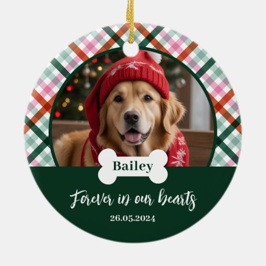 Hondenherinnering Foto Ornament (Achterkant)