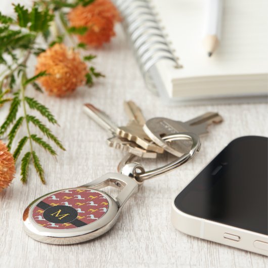 Hondenjaar Zodiac Verjaardag Monogram O Sleutelhan Sleutelhanger (Zijkant)