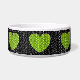 Hondenkom Black Lime Green Hart Glitter Voerbakje