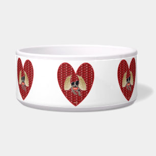 Hondenkom Honden Cupido Rode Hart Glitters Voerbakje
