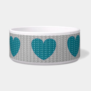 Hondenkom Silver Turquoise Hart Glitter Voerbakje