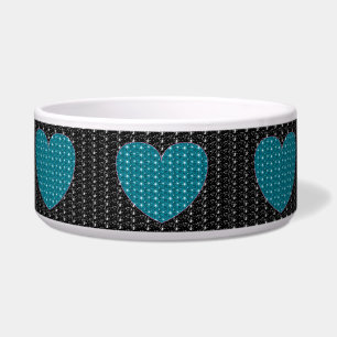 Hondenkom Turquoise Hart Glitter Voerbakje