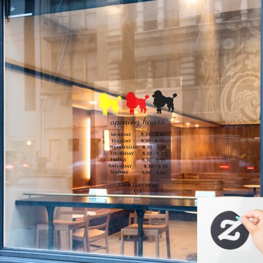 hondenkruiper met salon openingstijden raamsticker (Cafe Raam)