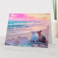 Hondenliefde op het strand, Hearts Kaart