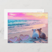 Hondenliefde op het strand, Hearts Kaart (Voorkant / Achterkant)