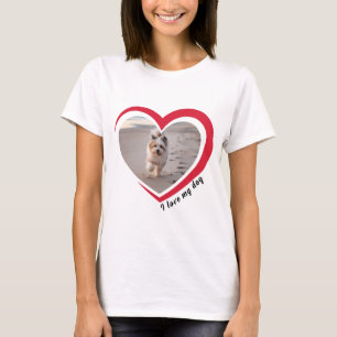Hondenliefhebber aangepaste foto en naam gepersona t-shirt