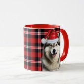 Hondenliefhebber Alaskan Malamute Holiday Plaid Mok (Voorkant rechts)