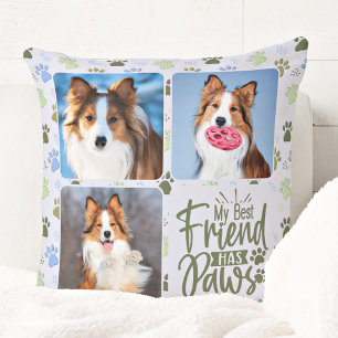 Hondenliefhebber Beste vriend 3 Foto Cute Paw Prin Kussen