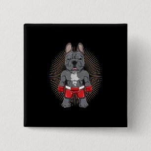 Hondenliefhebber Brave French Bulldog Fighter Vierkante Button 5,1 Cm