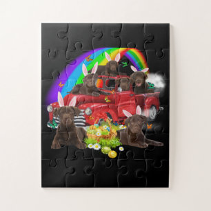 Hondenliefhebber Bunny Chocolate Labrador Paasda Legpuzzel