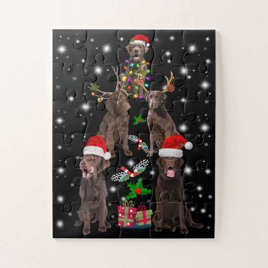 Hondenliefhebber | Chocolade Labrador-kerstboom Legpuzzel (Verticaal)