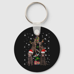 Hondenliefhebber Chocolade Labrador-kerstboom Sleutelhanger
