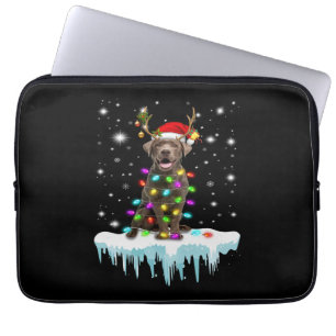 Hondenliefhebber Chocolade Labrador-kerstlicht Laptop Sleeve