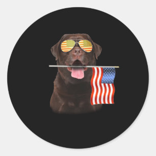 Hondenliefhebber   Chocolade Labrador USA American Ronde Sticker