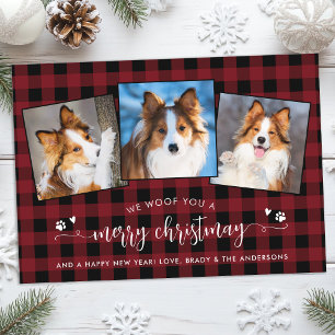 Hondenliefhebber Custom Pet Photo Country Plaid Ch Feestdagenkaart