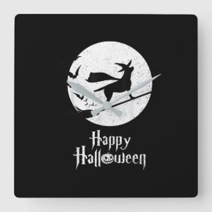 Hondenliefhebber   Happy Halloween Lab Heks Riding Vierkante Klok