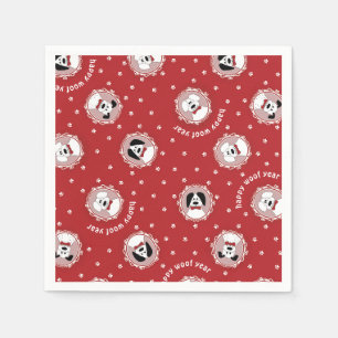 Hondenliefhebber 'Happy Woof Year' Kerst Servet