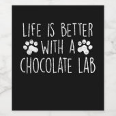 Hondenliefhebber | Het leven is beter met chocolad Wijn Etiket (Enkel label)